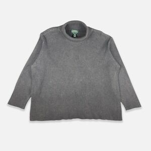 Lauren Ralph Lauren Women's 3X Gray Ribbed Mock Neck Sweater Plus Size